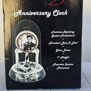 Elvis Anniversary Clock with Glass Dome - White and Black